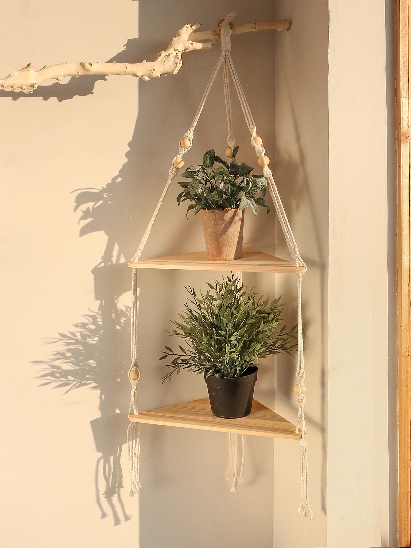 Wooden Corner Floating Shelf