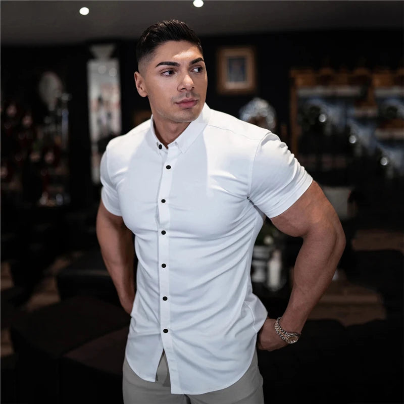 Slim Fit Short Sleeve Dress Shirt
