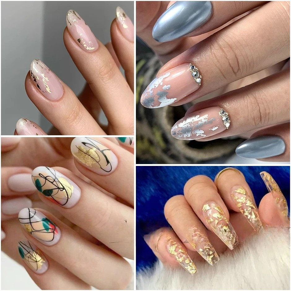 Gold Silver Aluminum Nail Art Flakes