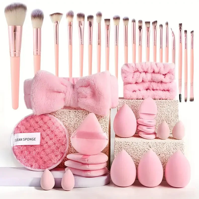 Complete Pink Makeup Brush Set