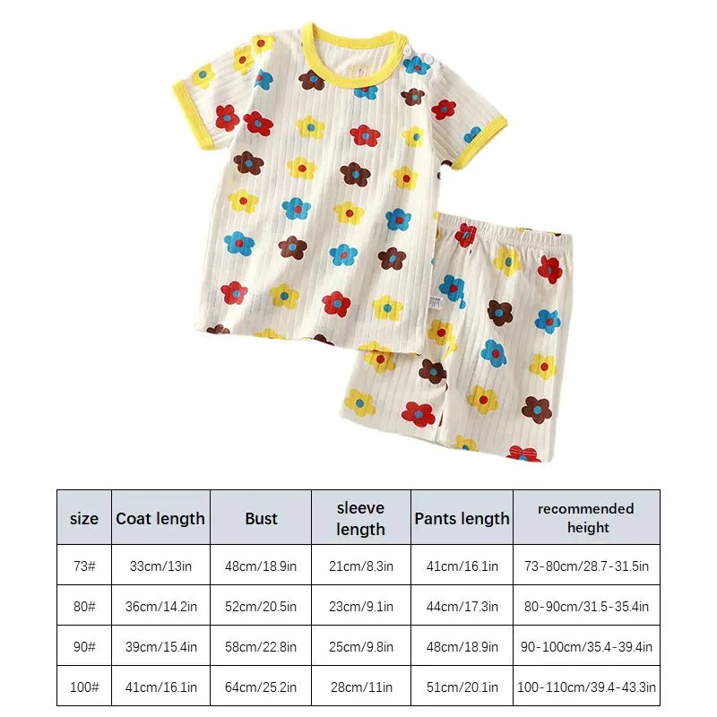 Summer Cartoon Baby Pajama Set: Cotton Toddler Sleepwear Fashion