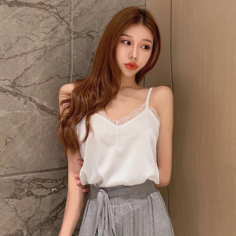 White Lace Silk Camisole