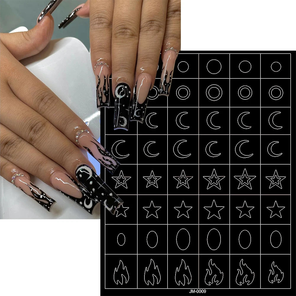 3D Self-Adhesive Airbrush Stencil Nail Stickers