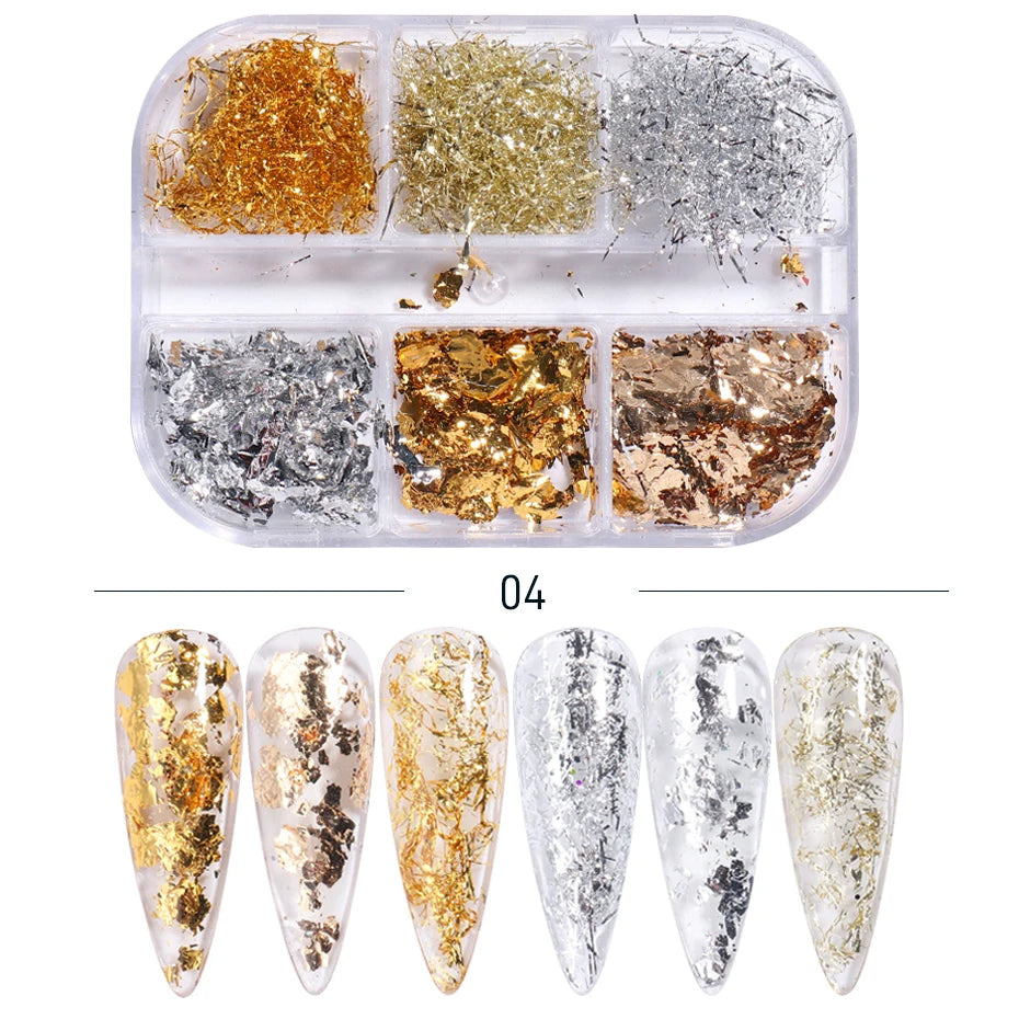 Gold Silver Aluminum Nail Art Flakes