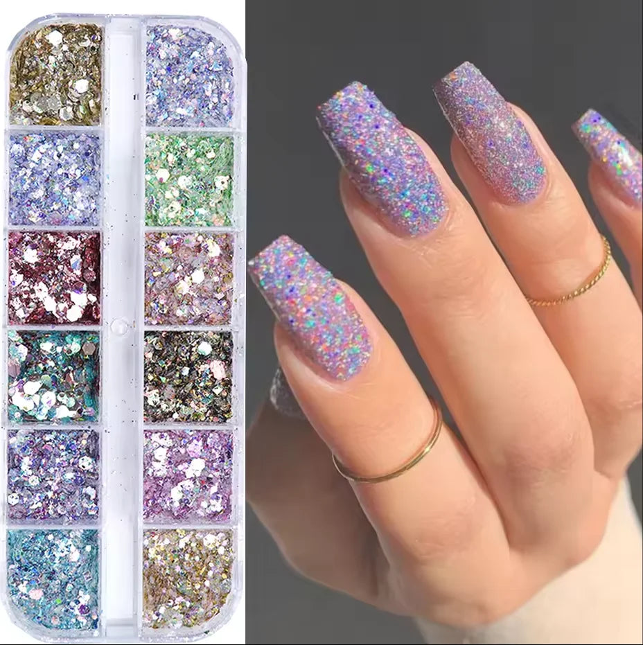 Mirror Iridescent Mixed Hexagon Nail Glitter