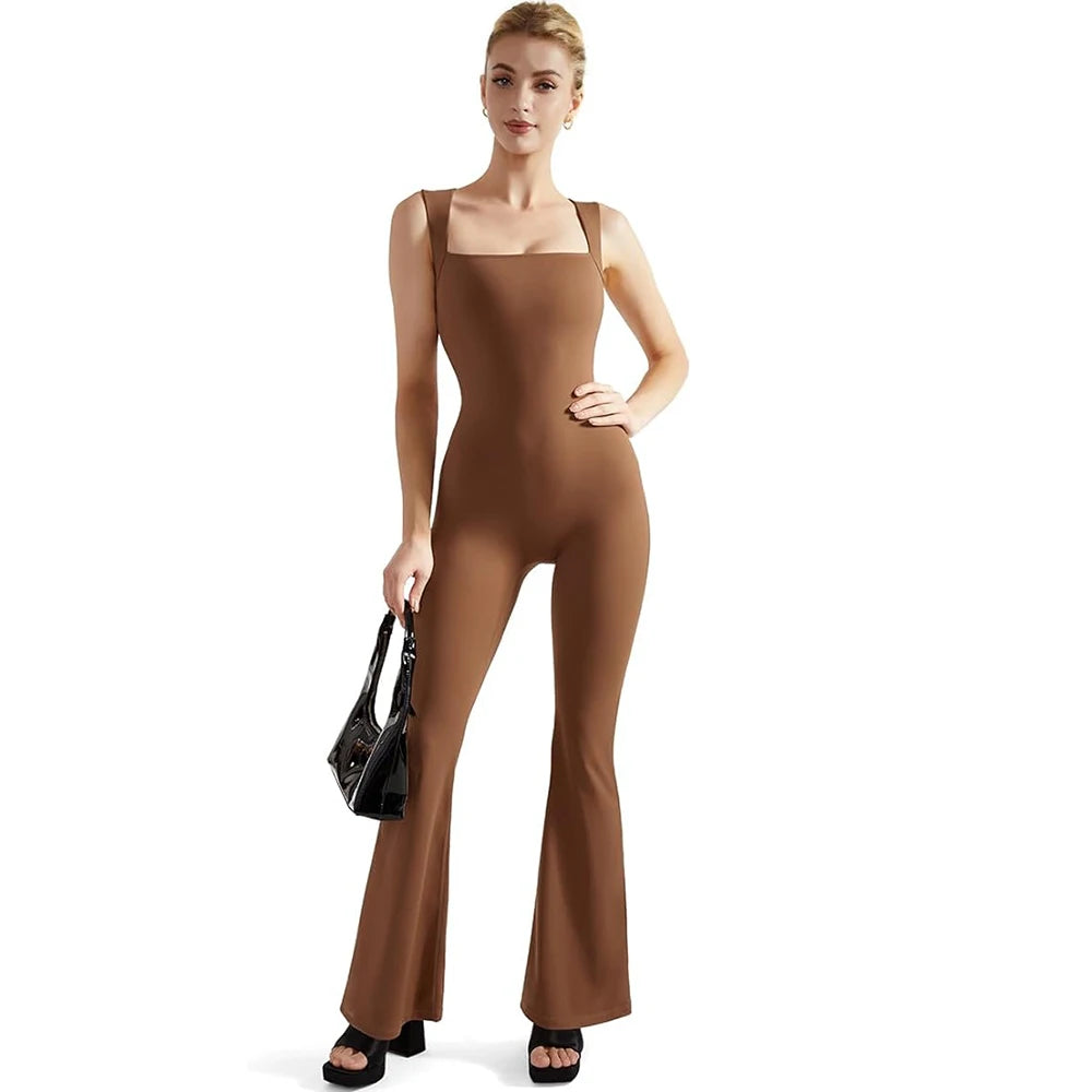 Sleeveless Square Neck Bodysuit Jumpsuit