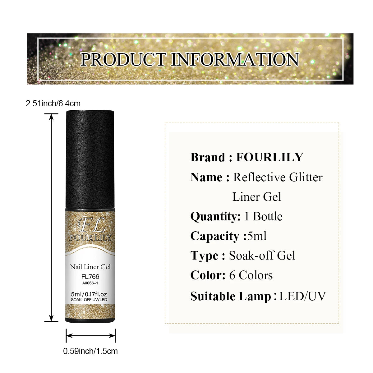 Reflective Glitter Liner Nail Gel