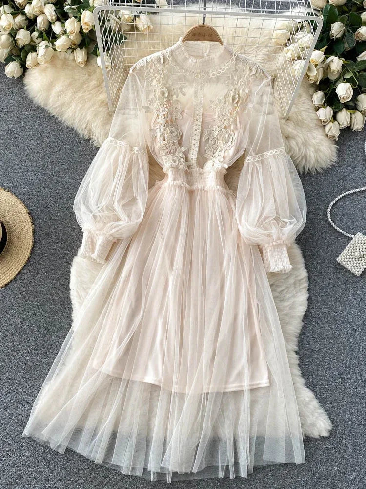 Elegant Floral Mesh Dress