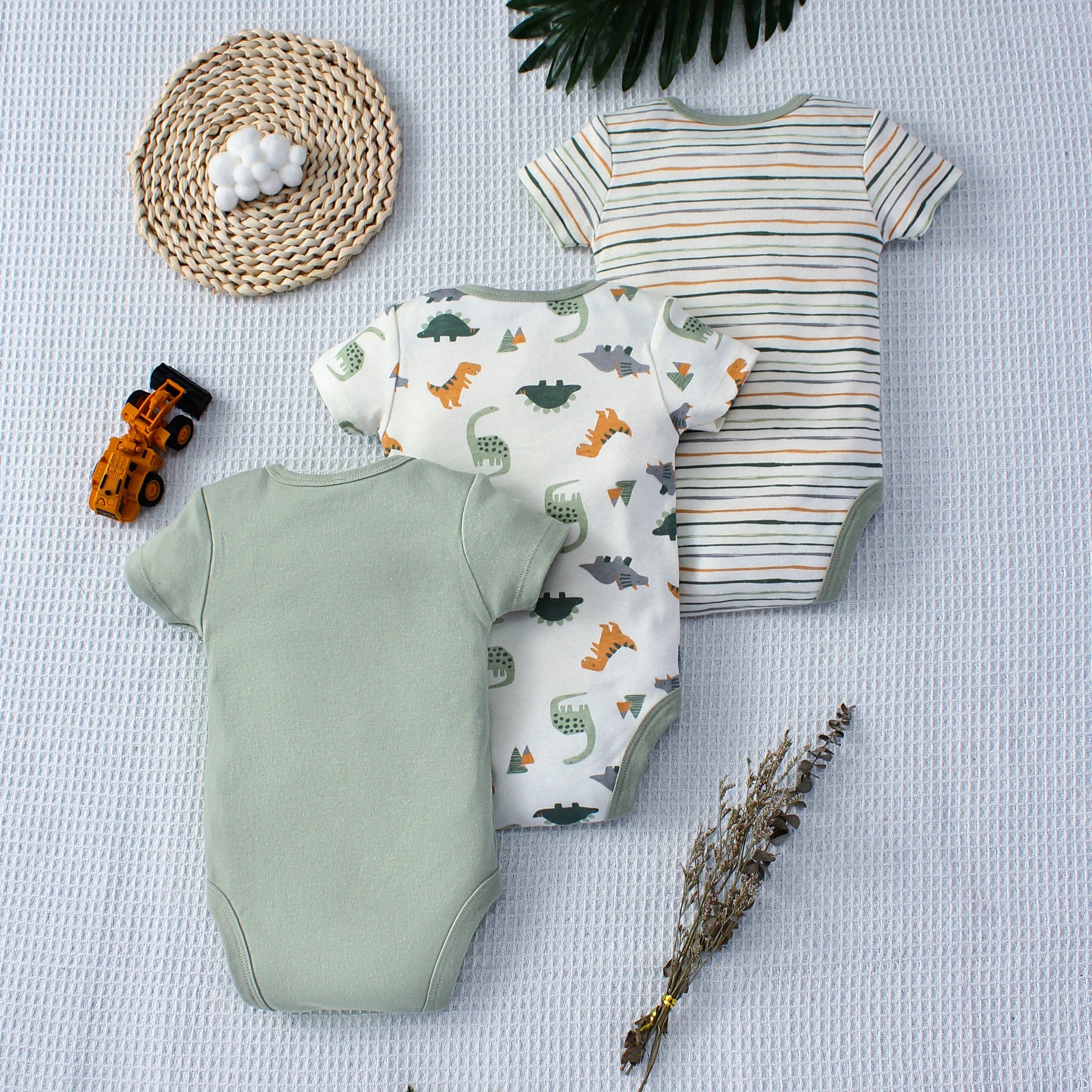 3PCS Summer Baby Bodysuit Set