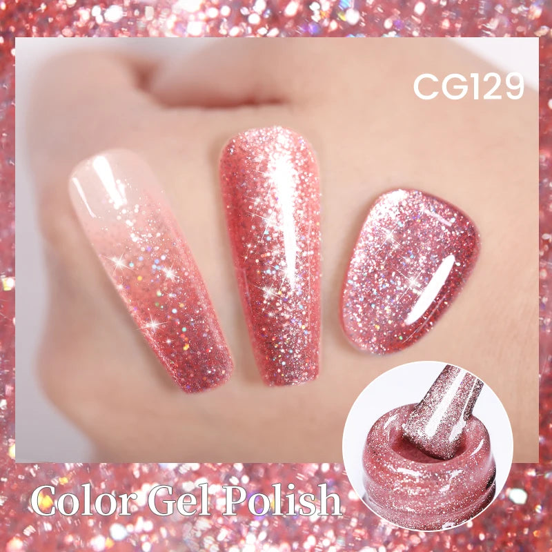 Champagne Gold Reflective Glitter UV Gel Polish