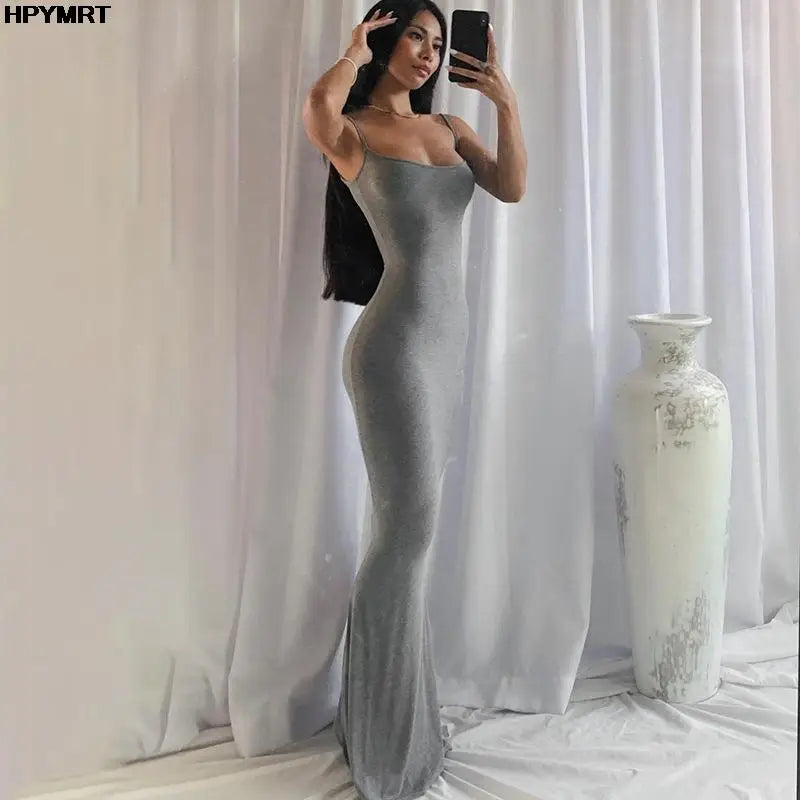Satin Slip Sleeveless Backless Slim Maxi Dress