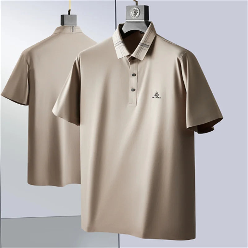 Plus Size Ice Silk Polo Shirt