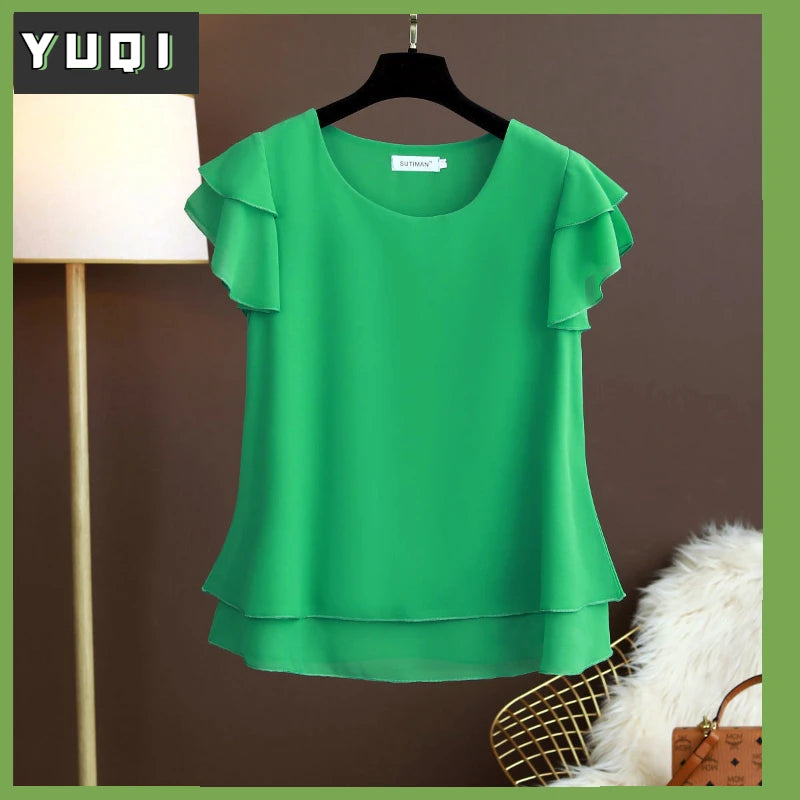 Summer Plus Size Loose Chiffon Blouse