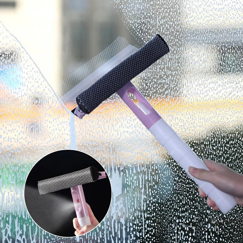 3-In-1 Window Cleaner Brush with Spray and Squeegee