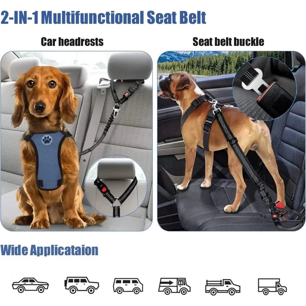 2-in-1 Adjustable Dog Car Seatbelt