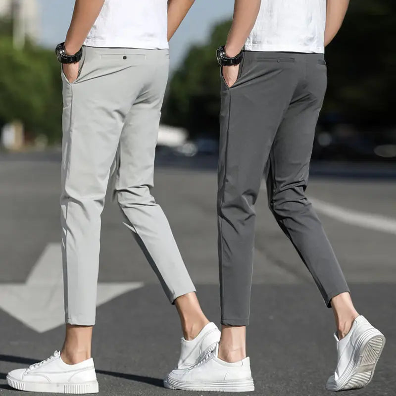 Summer Casual Ice Silk  Stretch Suit Pants