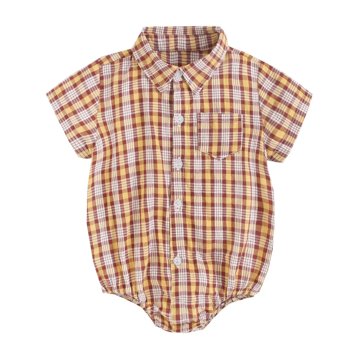 Summer Baby Boy Plaid Bodysuit