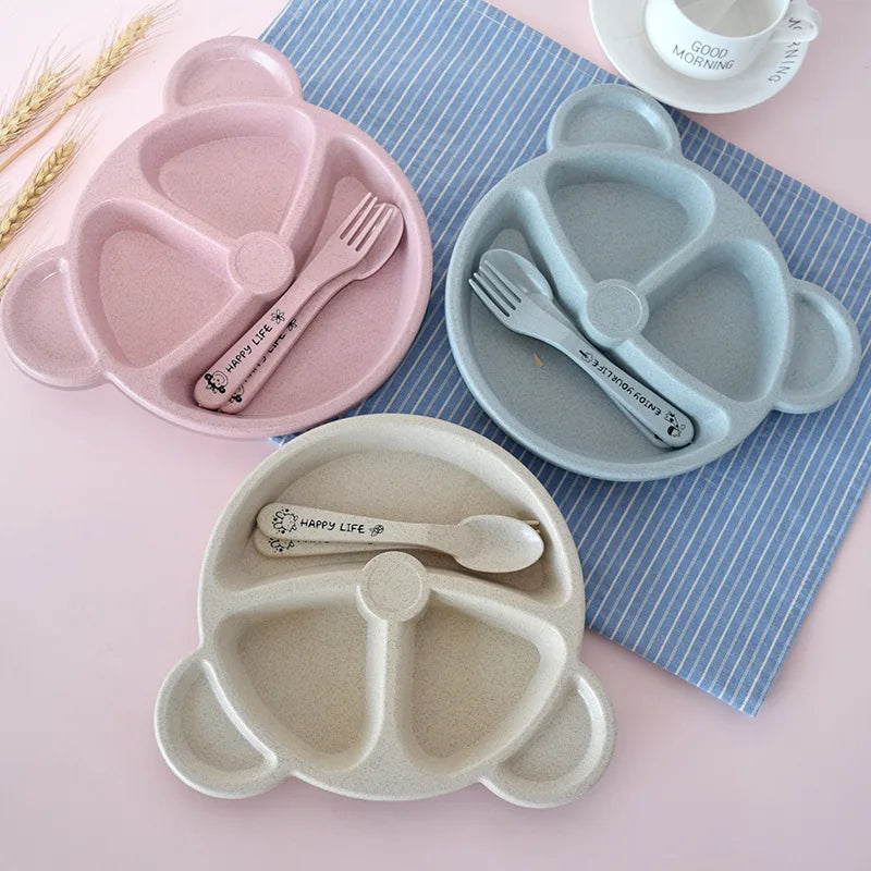 3-Piece Cute Divided Dining Plate Set