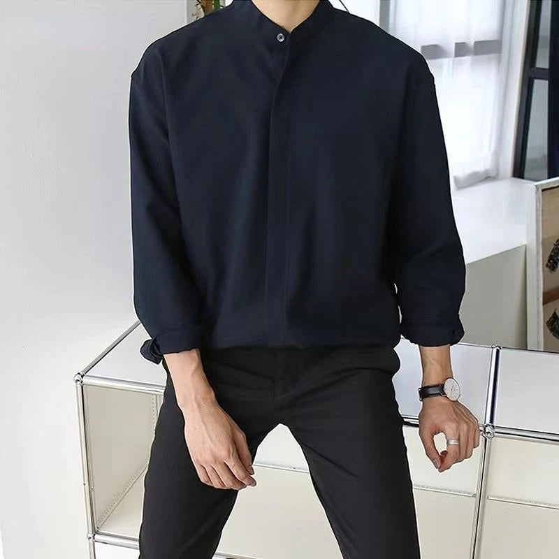 Dark Blue Business Casual Shirt