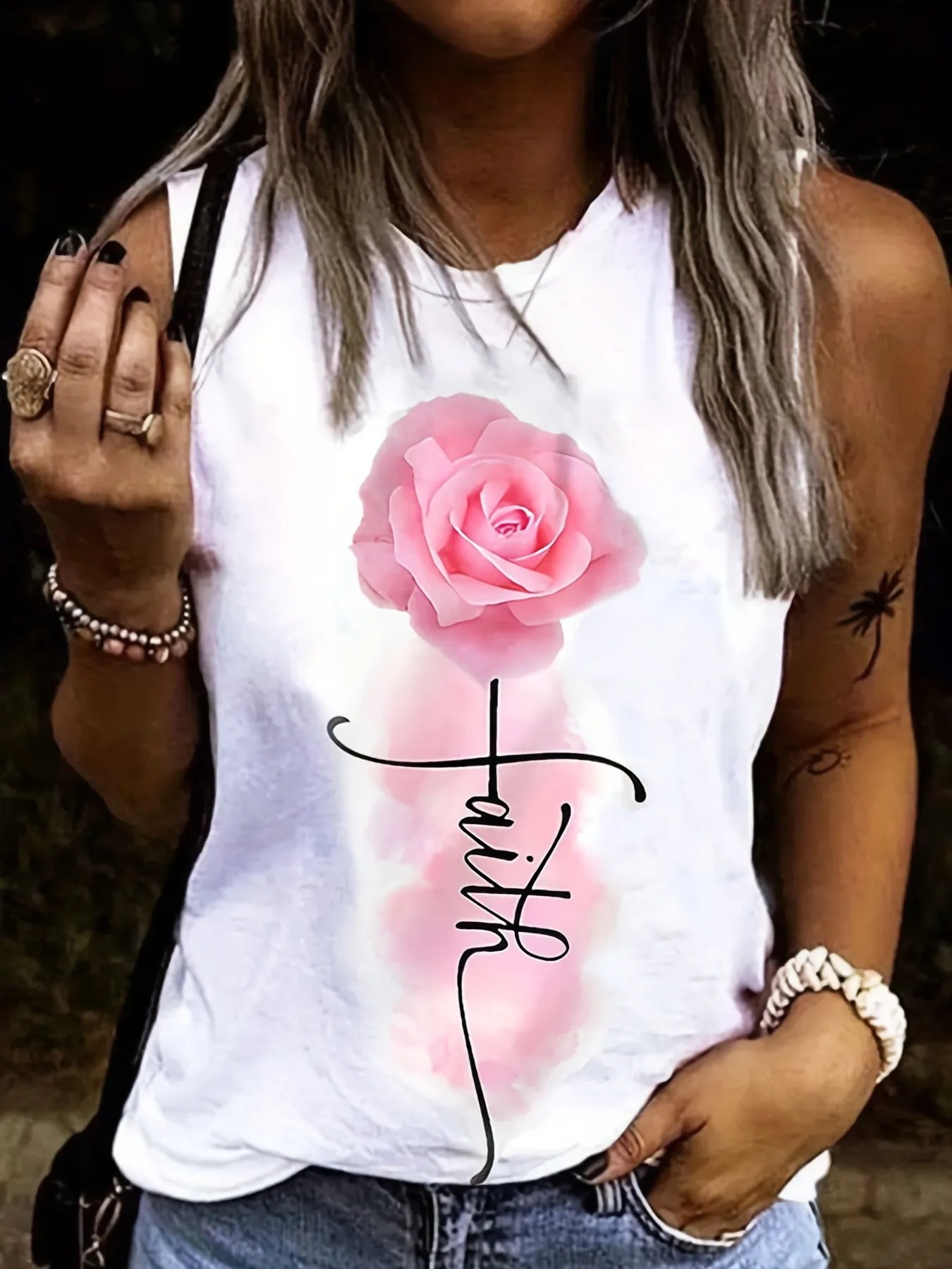 Floral Tie Dye Sleeveless T-shirt