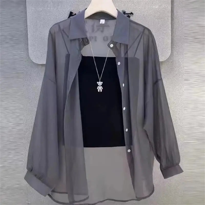 Korean Chiffon Long Sleeve Shirt