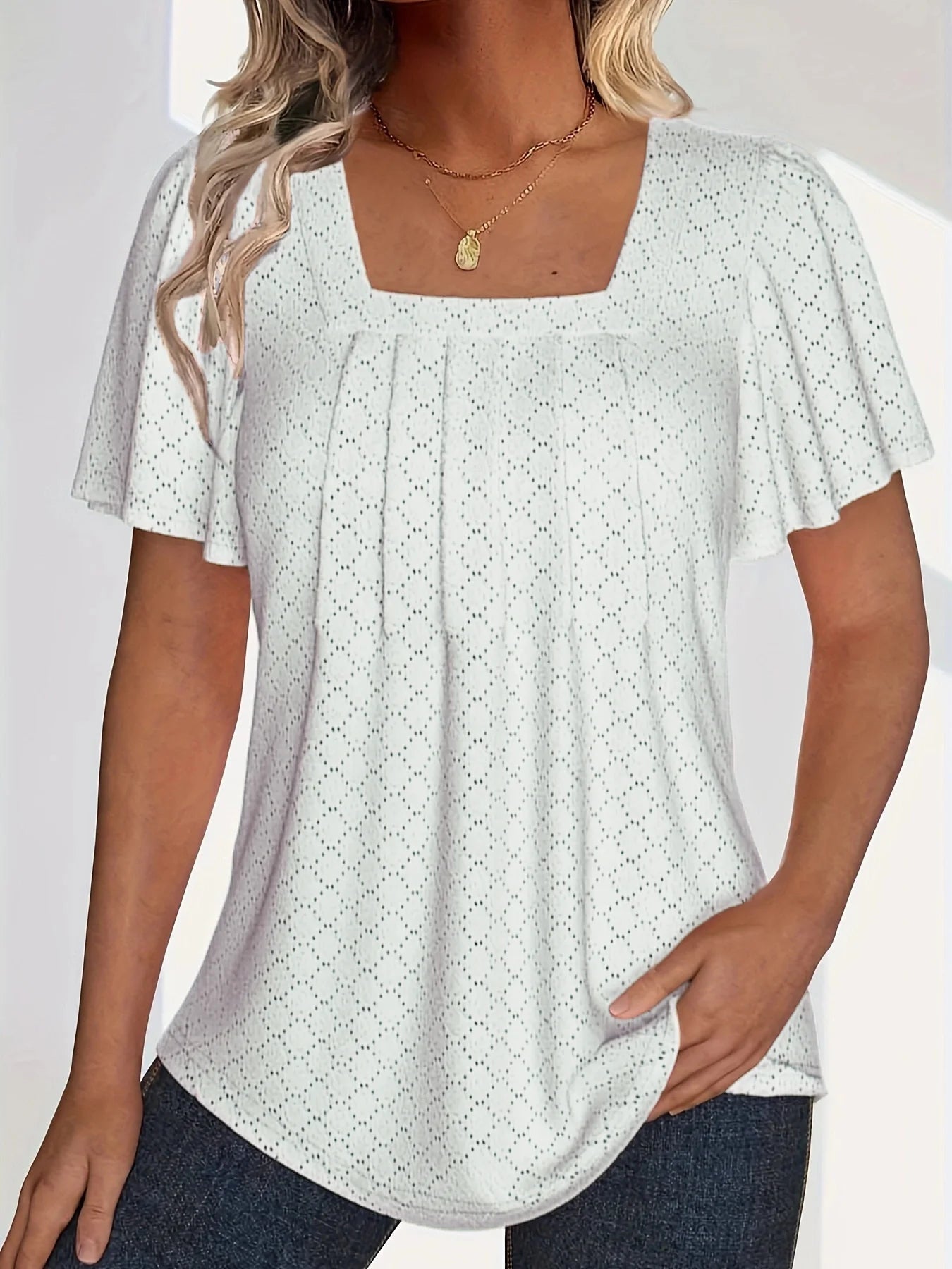 Plus Size Elegant Hollow Ruffle Sleeve Tops