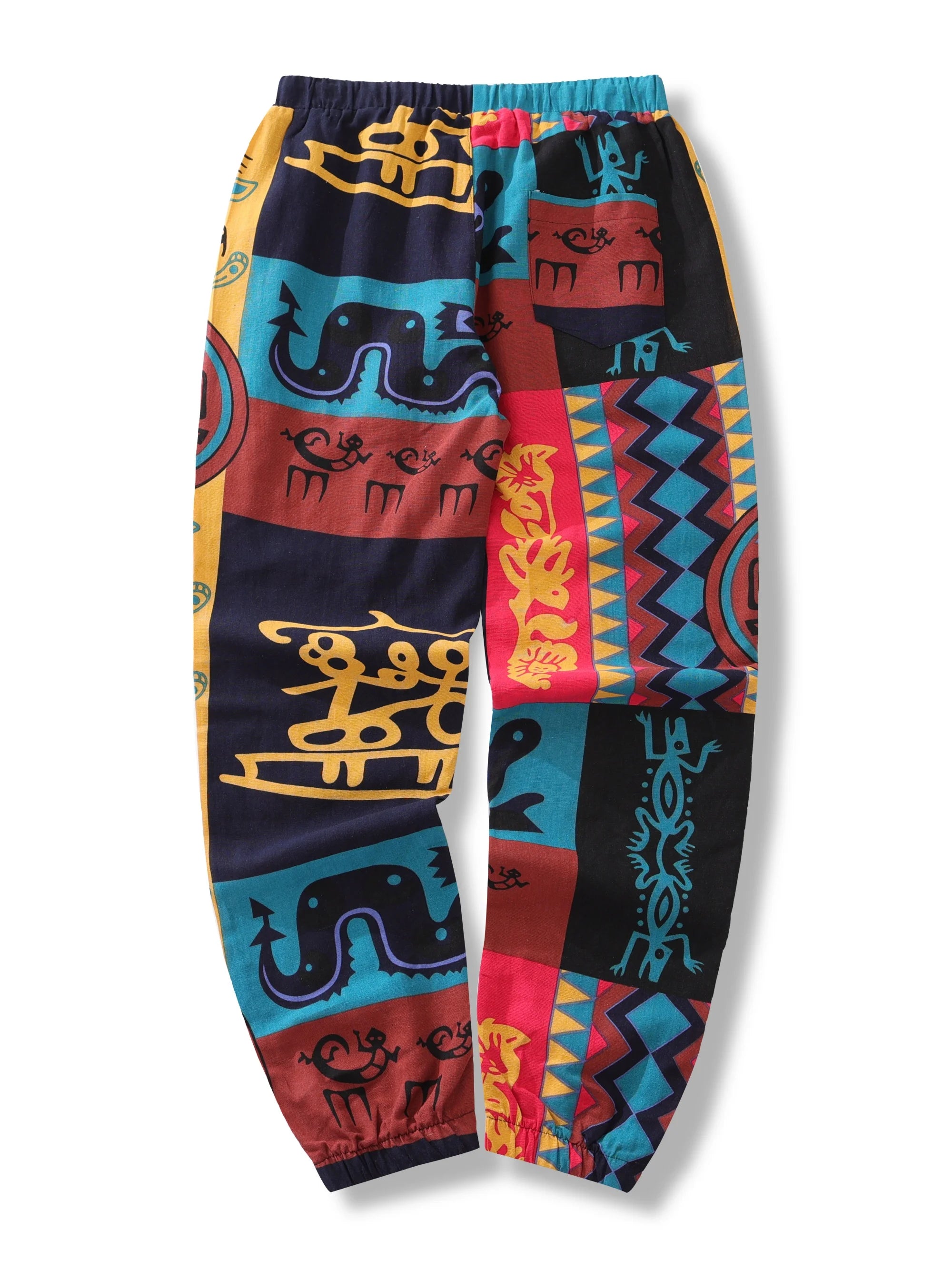 Boho Tribal Print Linen Jogger Pants