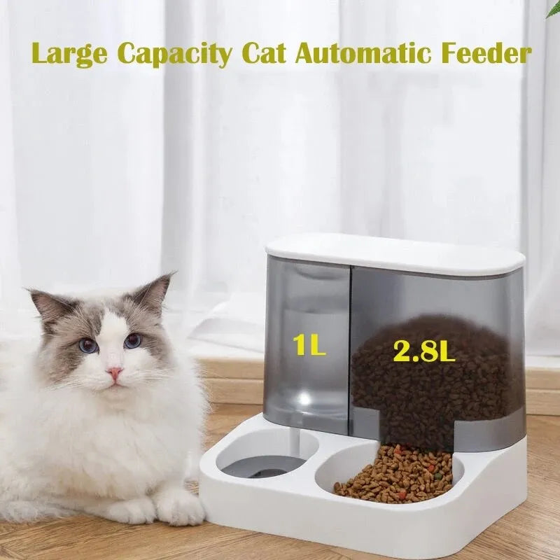 Automatic Cat Food and Water Dispenser for Convenient Feeding