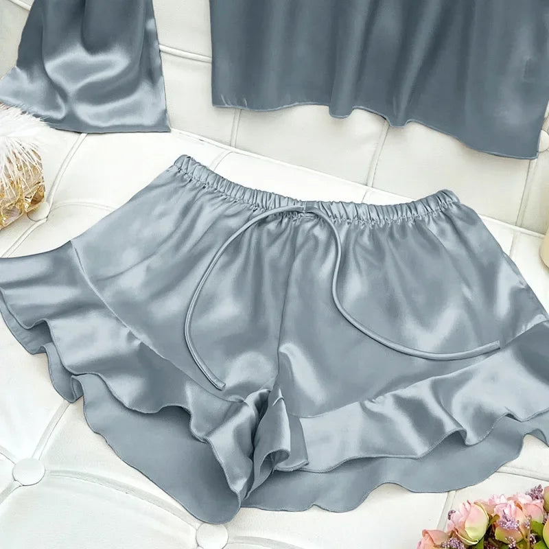 Silk Satin Cami and Shorts Sleepwear Set