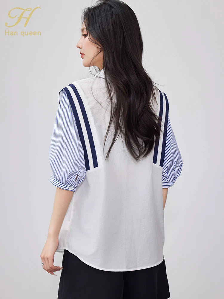 Korean Striped Chiffon Blouse