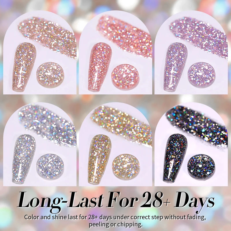 Champagne Silver Reflective Glitter Gel Polish