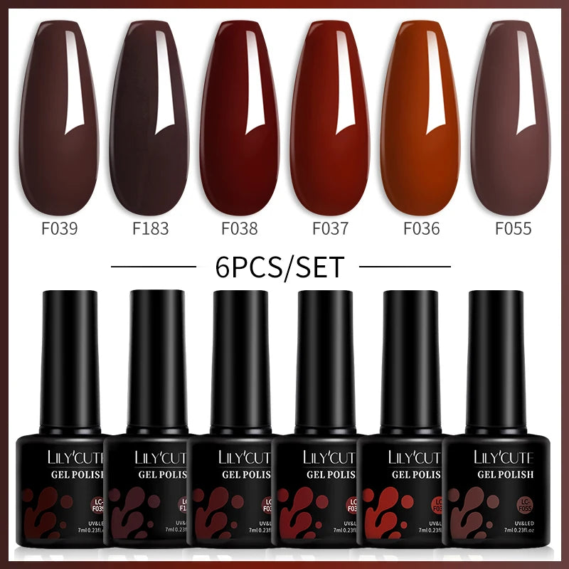 Winter Coffee Brown Gel Nail Polish Set