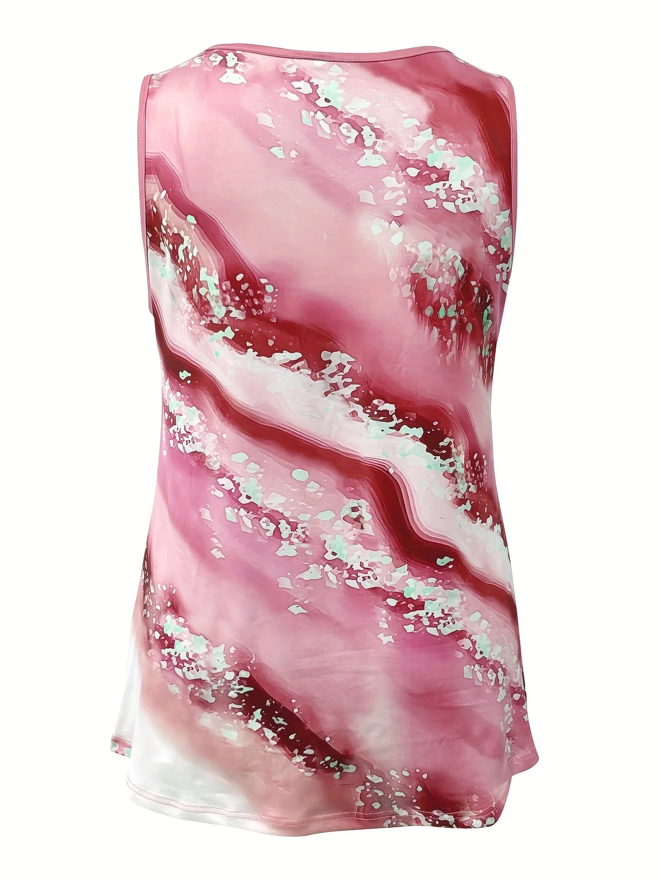 Plus Size Marble Print V-Neck Crisscross Tank Top