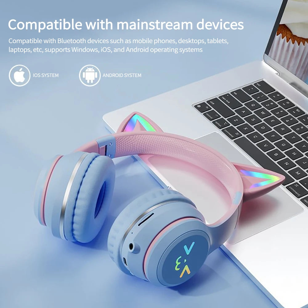 Cute Cat Ear Bluetooth Headphones