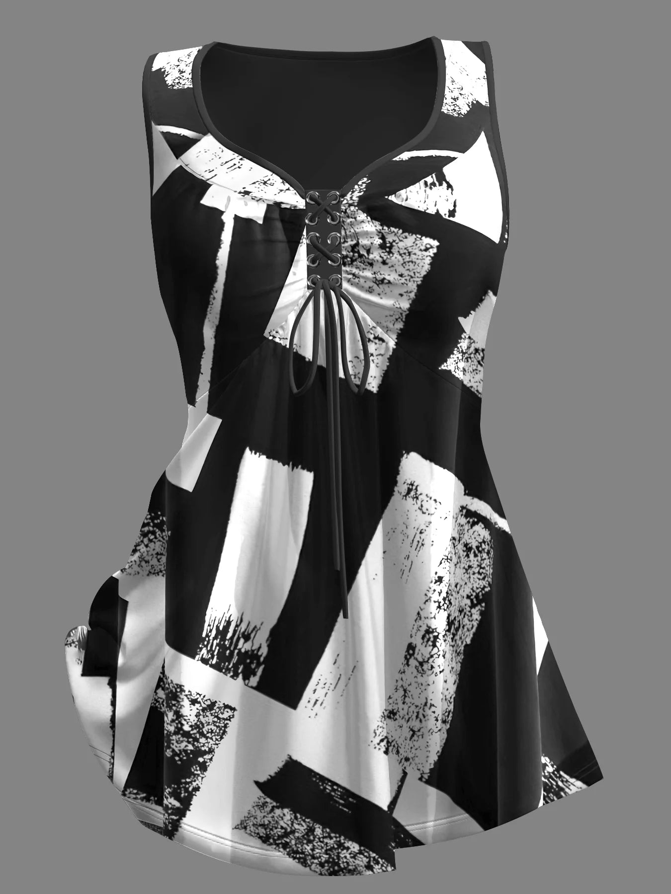 Plus Size Color block V-Neck Tank Top