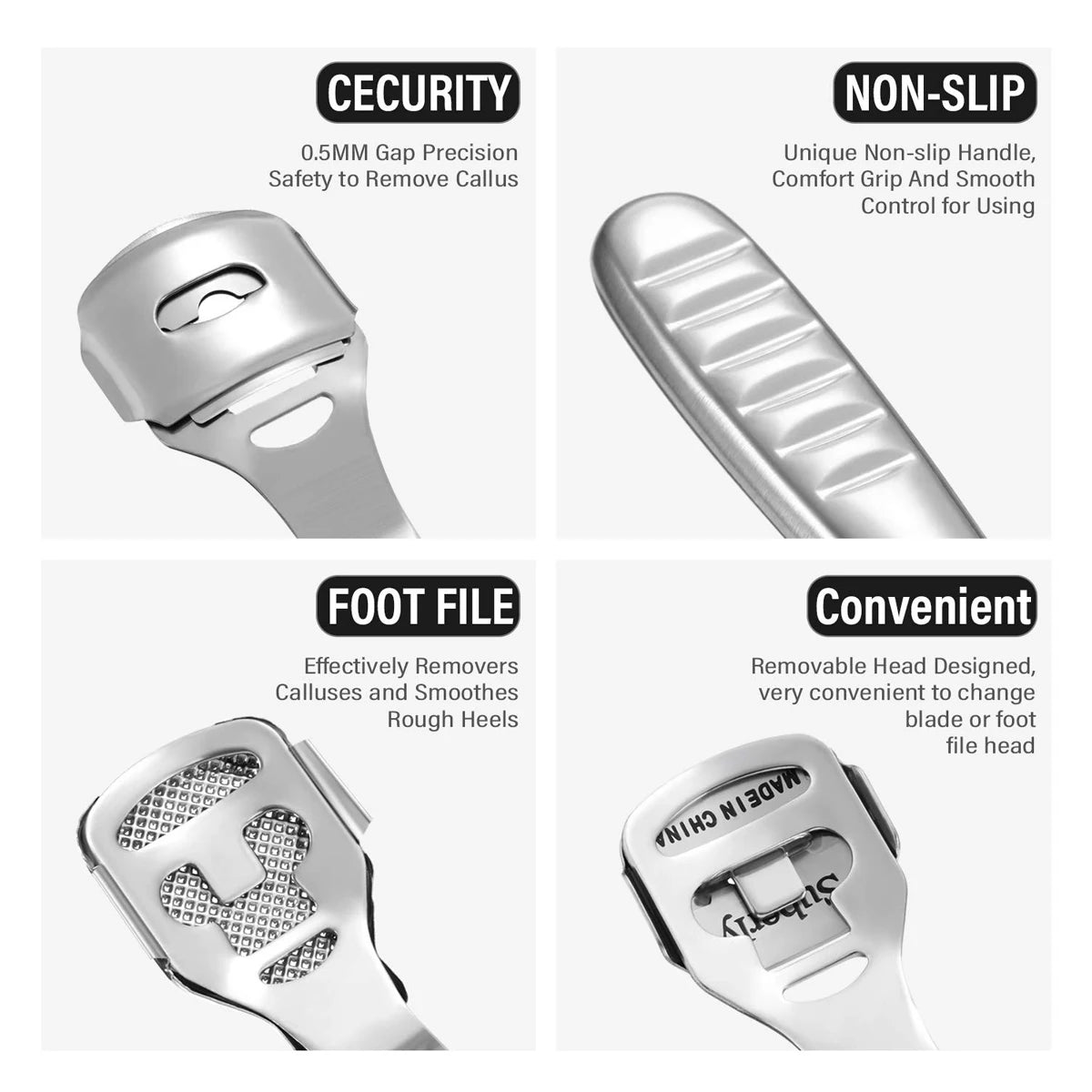 Stainless Steel Foot Scraper and Callus Remover Tool