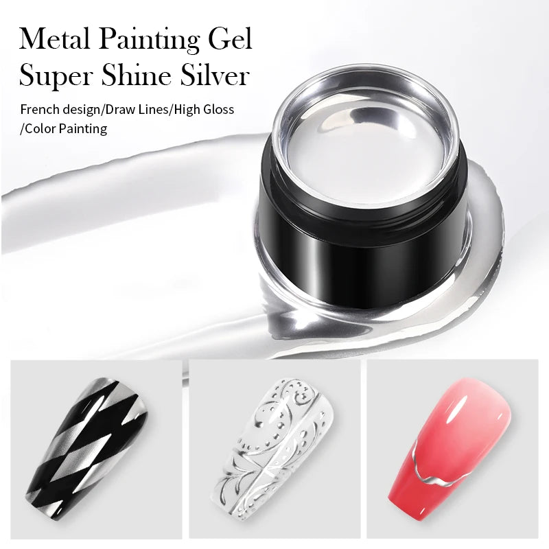 Silver Metallic Line Art Drawing Gel