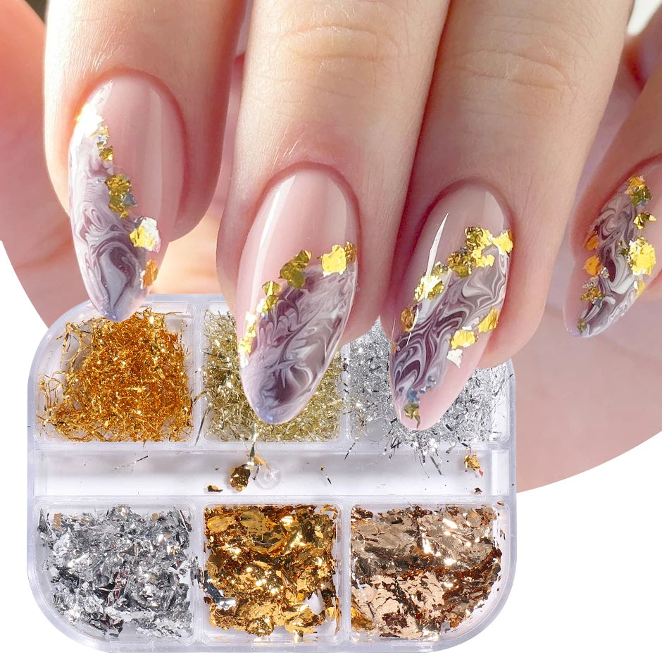 Gold Silver Aluminum Nail Art Flakes