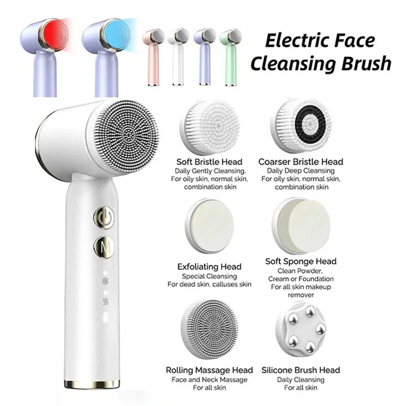 6-in-1 Sonic Waterproof Facial Cleansing Brush