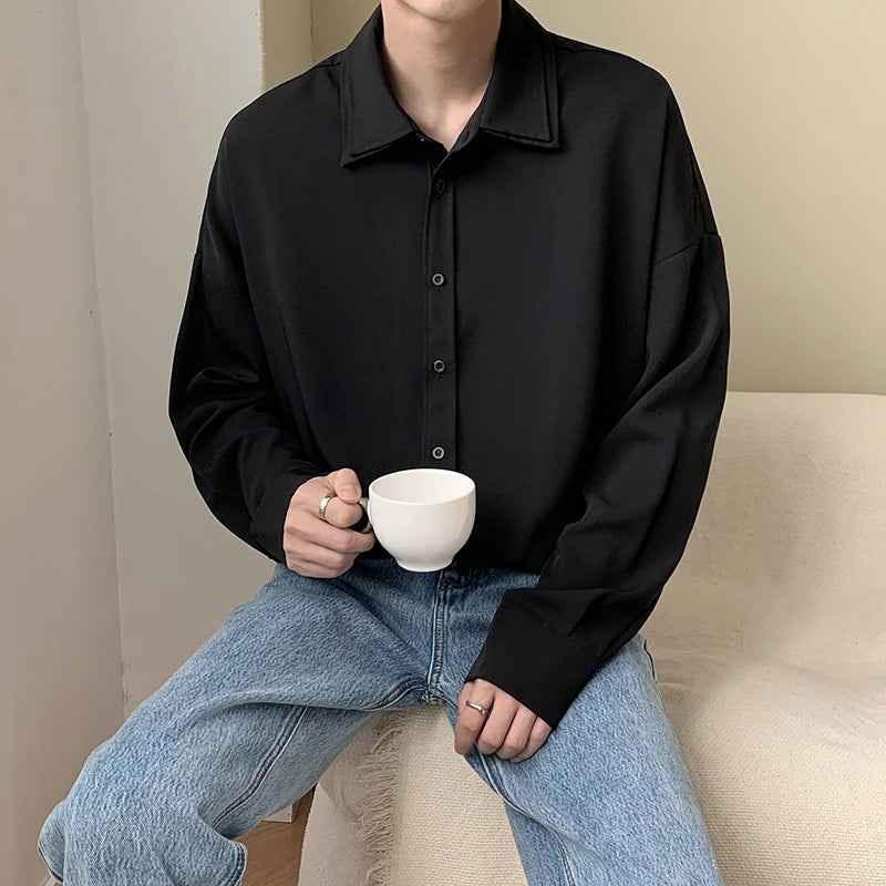 Men's Double Collar Ice Silk Shirt