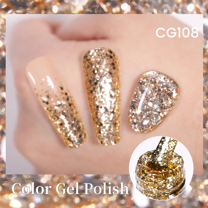 Champagne Gold Reflective Glitter UV Gel Polish