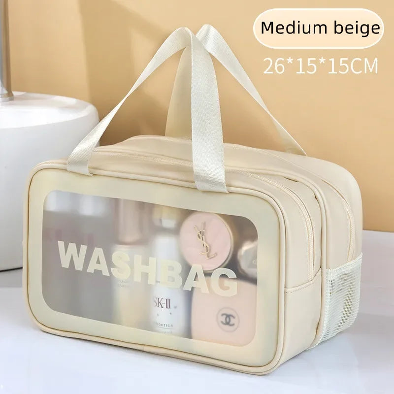 Double-Layer Transparent PU Makeup Bag