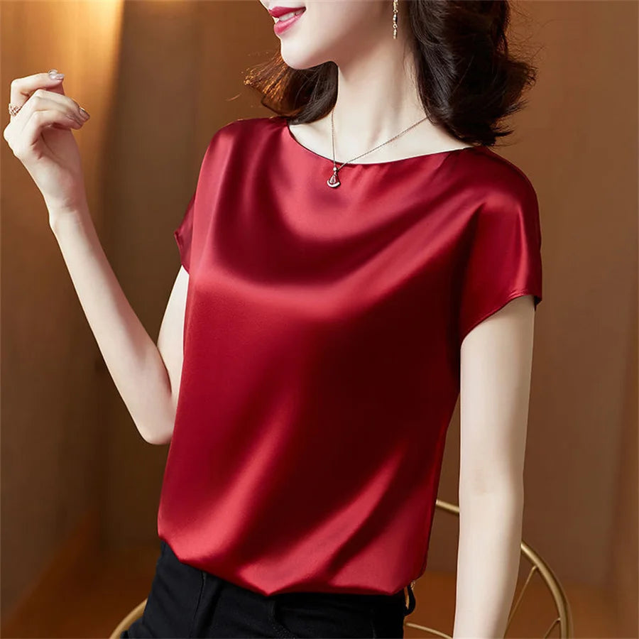 Elegant Satin Office Blouse