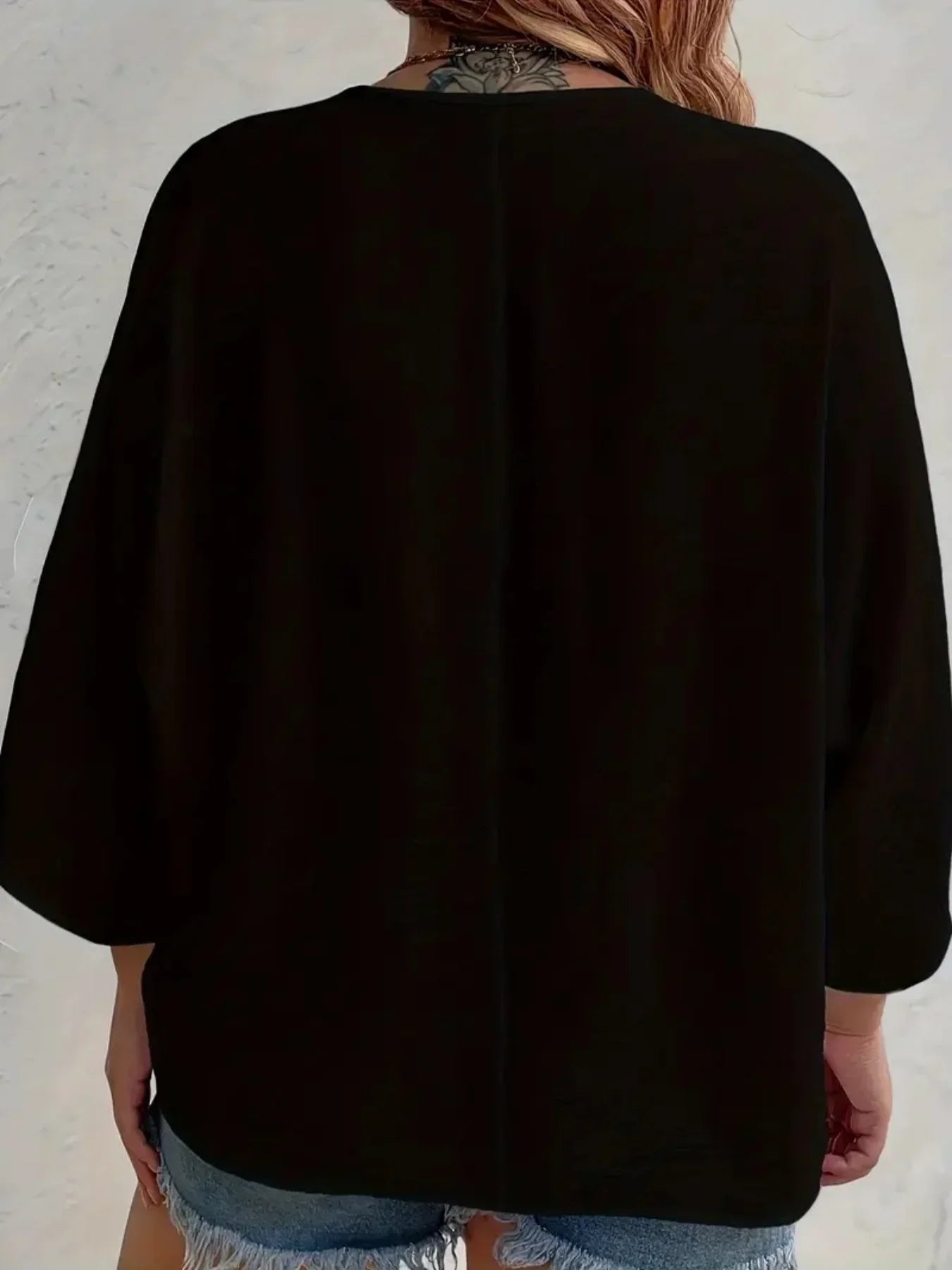 Plus-Size V-Neck Button T-Shirt