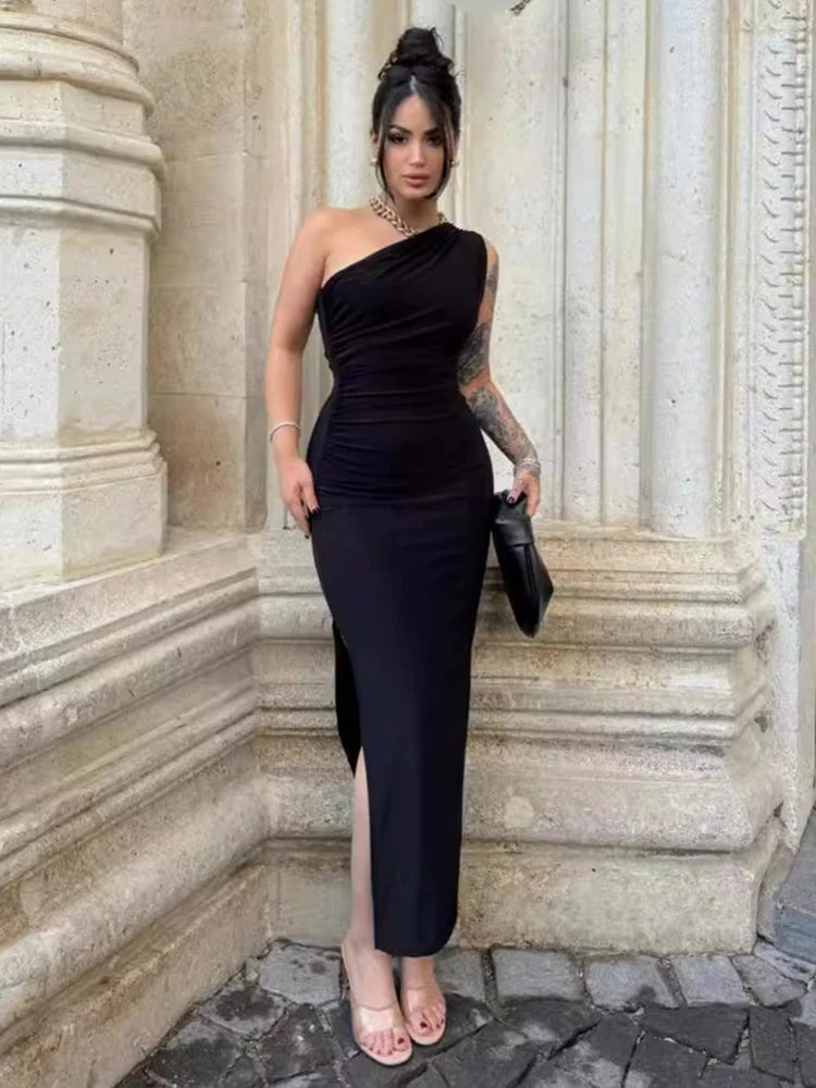 Sexy Black Split Maxi Dress