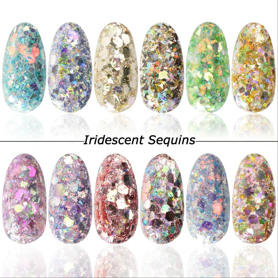 Mirror Iridescent Mixed Hexagon Nail Glitter