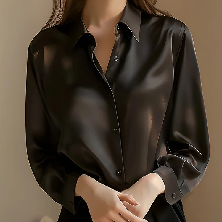 Elegant Satin Long Sleeve Blouse