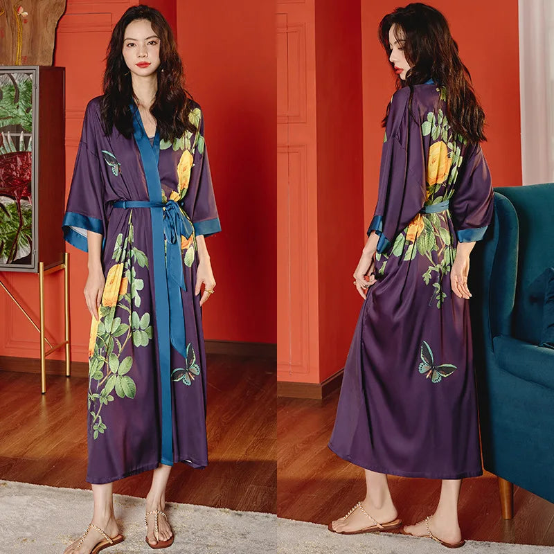Elegant Oversized Satin Kimono Robe