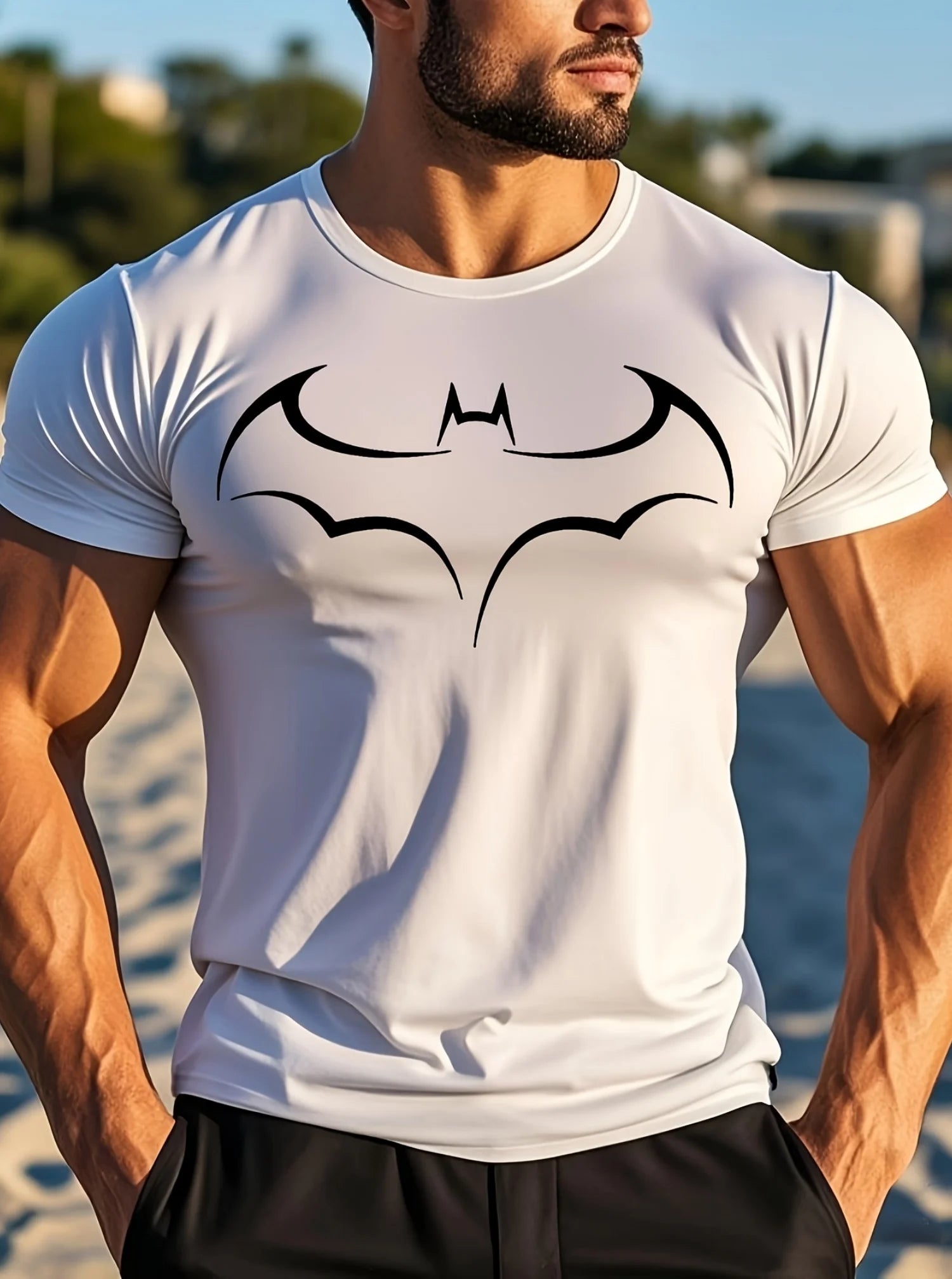 Oversized Bat Print T-Shirt