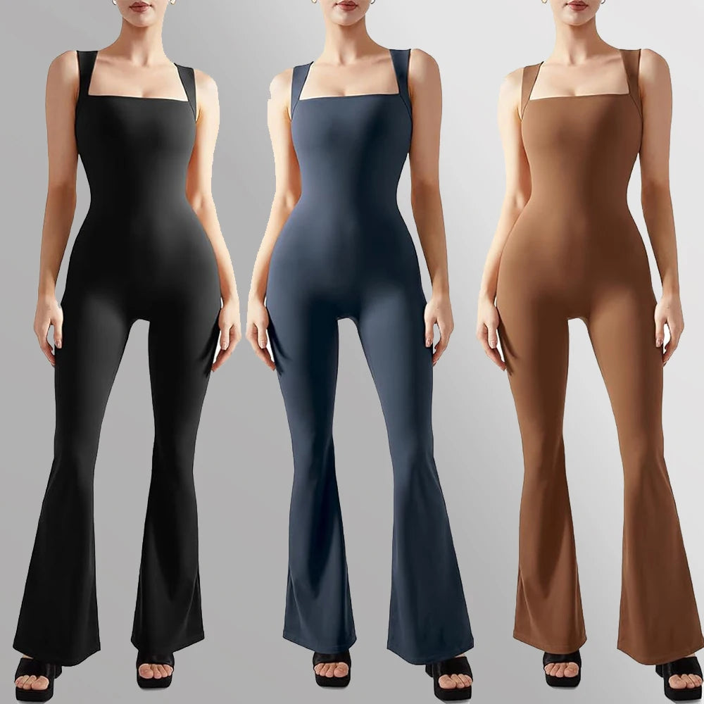 Sleeveless Square Neck Bodysuit Jumpsuit